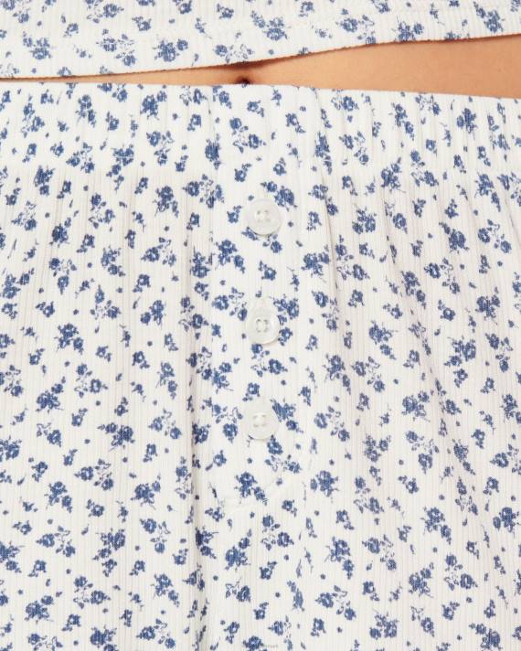 Hollister Kvinder gilly hicks jersey ribbede soveshorts 2H8Z780 bunde hvid blomstret