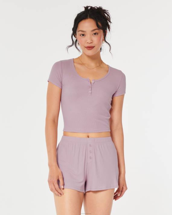 Hollister Kvinder gilly hicks jersey ribbede soveshorts 2H8Z783 bunde lyserød