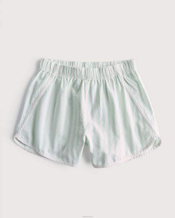 Hollister Kvinder gilly hicks lette vævede shorts 2H8Z788 bunde mintgrøn stribe