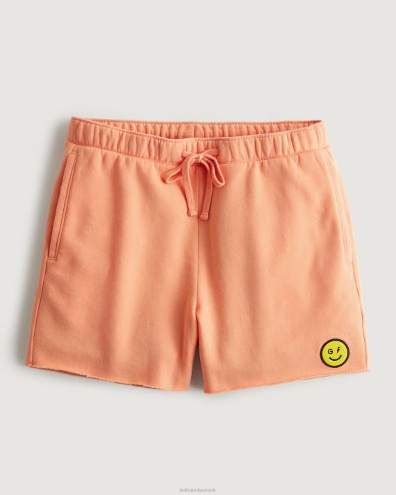 Hollister Kvinder gilly hicks smile-serie fleeceshorts med logo 2H8Z1410 bunde koral