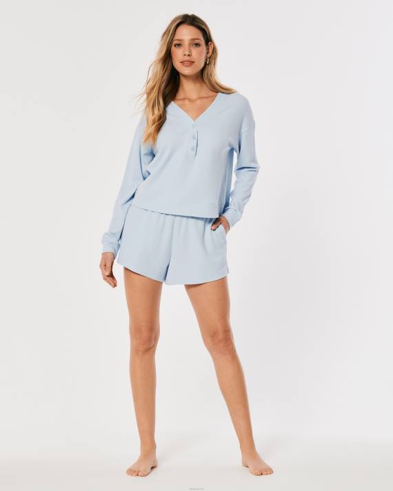 Hollister Kvinder gilly hicks vaffel boxershorts 2H8Z790 bunde lyseblå