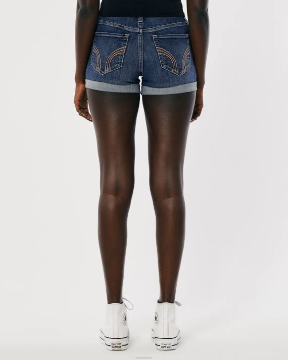 Hollister Kvinder højtaljede ripped dark wash denimshorts 3\'\' 2H8Z470 bunde mørk rippet vask