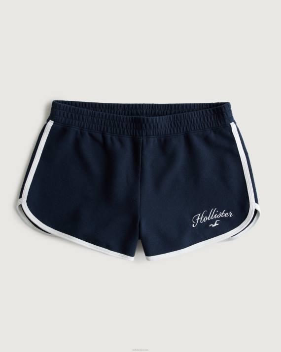 Hollister Kvinder high-rise strik logo shorts 2H8Z630 bunde Marine blå