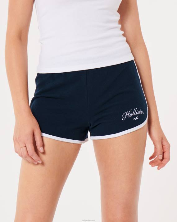 Hollister Kvinder high-rise strik logo shorts 2H8Z630 bunde Marine blå