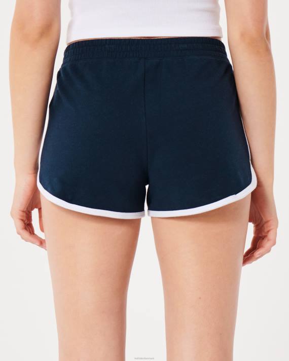 Hollister Kvinder high-rise strik logo shorts 2H8Z630 bunde Marine blå