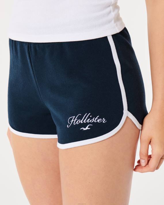 Hollister Kvinder high-rise strik logo shorts 2H8Z630 bunde Marine blå