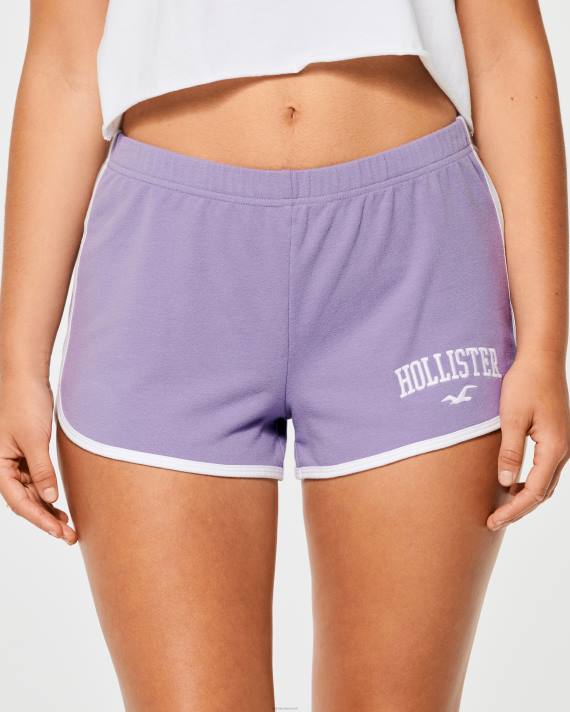 Hollister Kvinder high-rise strik logo shorts 2H8Z637 bunde lys lilla