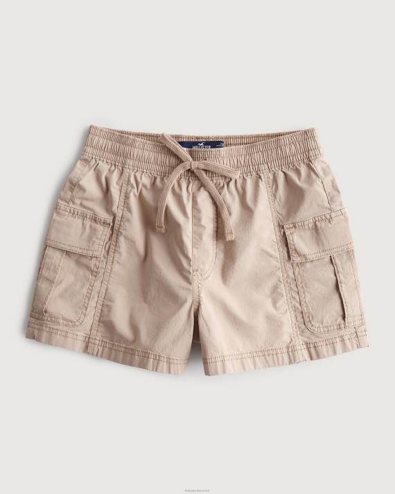 Hollister Kvinder justerbar stigning pull-on poplin cargo shorts 2H8Z650 bunde kaki