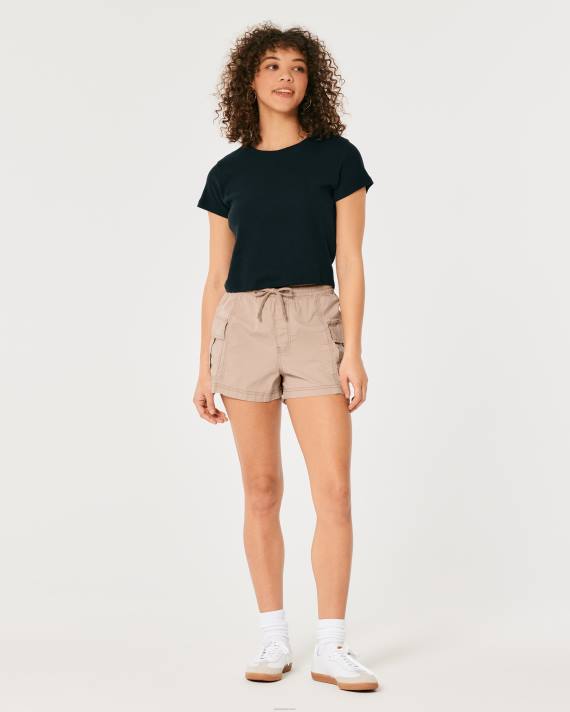 Hollister Kvinder justerbar stigning pull-on poplin cargo shorts 2H8Z650 bunde kaki