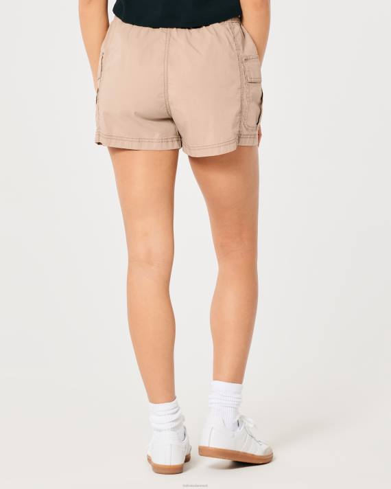 Hollister Kvinder justerbar stigning pull-on poplin cargo shorts 2H8Z650 bunde kaki