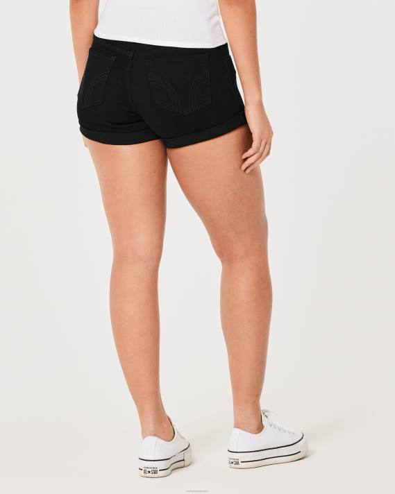 Hollister Kvinder kurvede, lave sorte denimshorts 3\'\' 2H8Z538 bunde sort