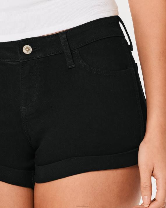 Hollister Kvinder kurvede, lave sorte denimshorts 3\'\' 2H8Z538 bunde sort