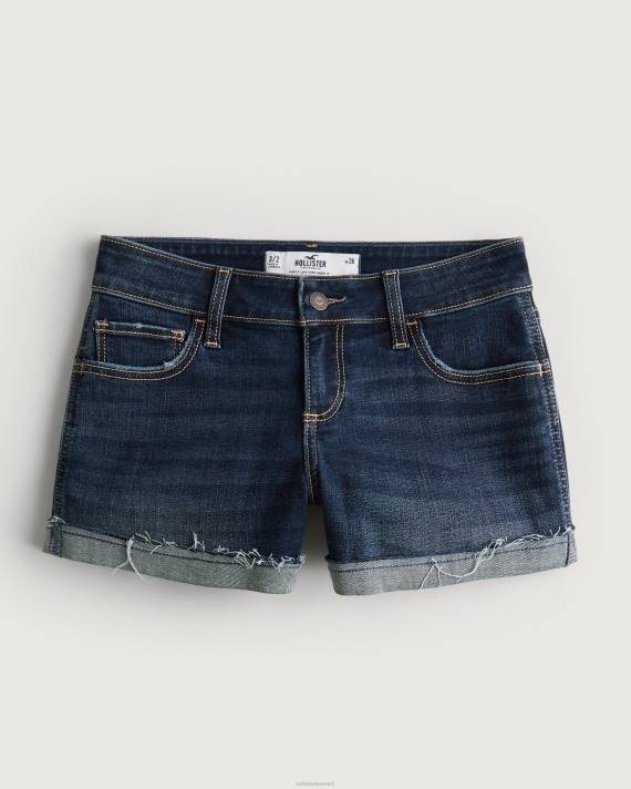 Hollister Kvinder kurvede lavtaljede dark wash denimshorts 3'' 2H8Z509 bunde mørk vask