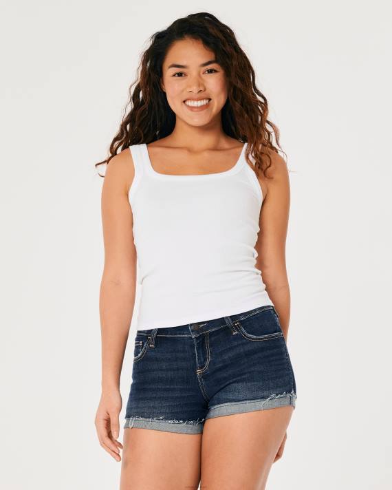 Hollister Kvinder kurvede lavtaljede dark wash denimshorts 3\'\' 2H8Z509 bunde mørk vask