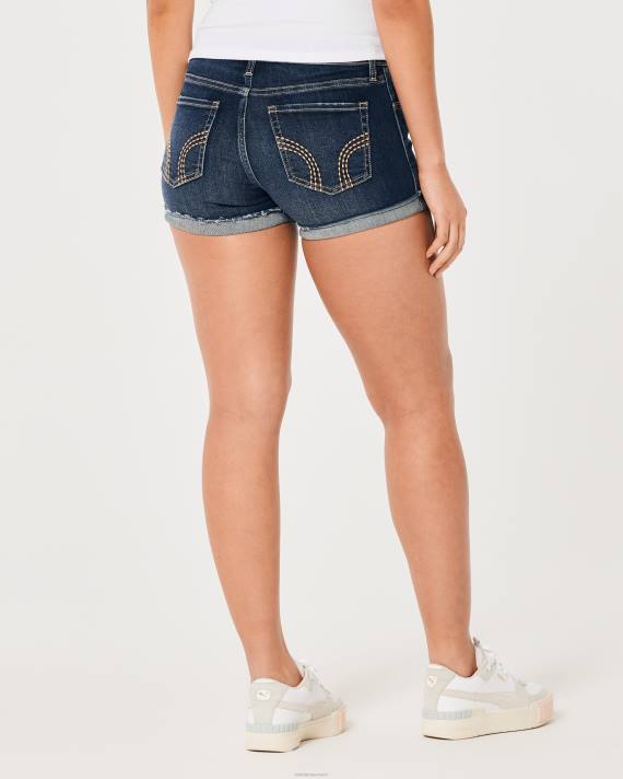 Hollister Kvinder kurvede lavtaljede dark wash denimshorts 3\'\' 2H8Z509 bunde mørk vask