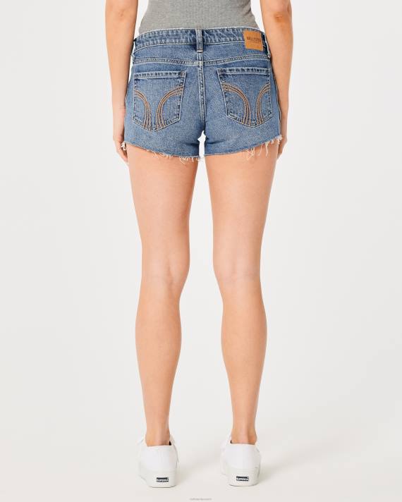 Hollister Kvinder lav talje distressed dark wash denimshorts 3\'\' 2H8Z532 bunde mørk vask rå søm
