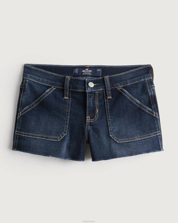 Hollister Kvinder lav talje mørk vask denimshorts 3'' 2H8Z738 bunde mørk vask