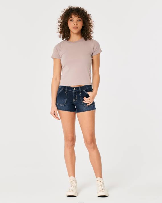 Hollister Kvinder lav talje mørk vask denimshorts 3\'\' 2H8Z738 bunde mørk vask