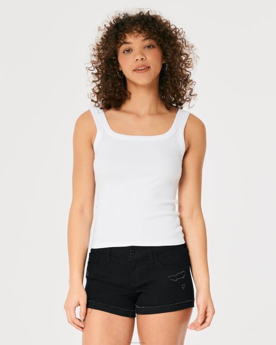 Hollister Kvinder lav talje nødlidende sorte denimshorts 3\'\' 2H8Z686 bunde sort revet