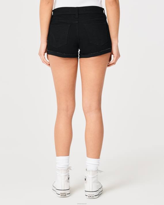 Hollister Kvinder lav talje nødlidende sorte denimshorts 3\'\' 2H8Z686 bunde sort revet