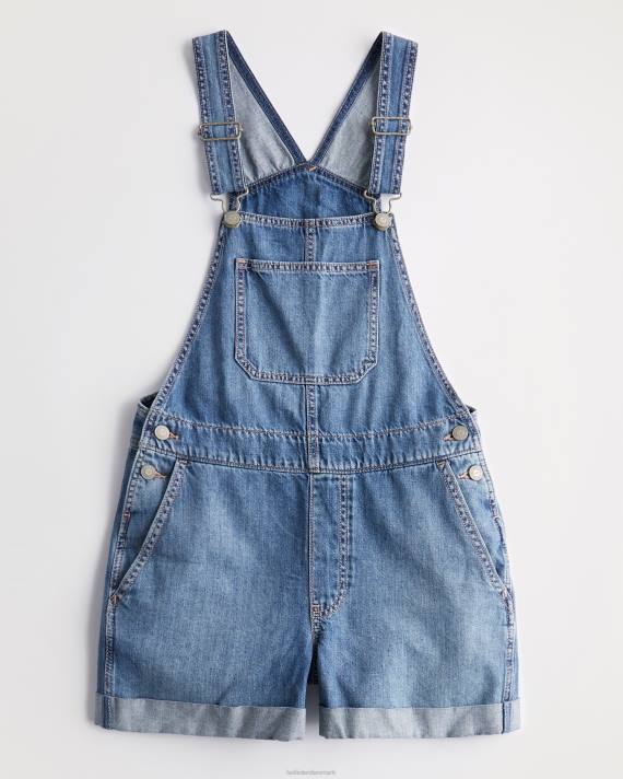 Hollister Kvinder middelvaskede denim shortalls 2H8Z486 bunde medium vask
