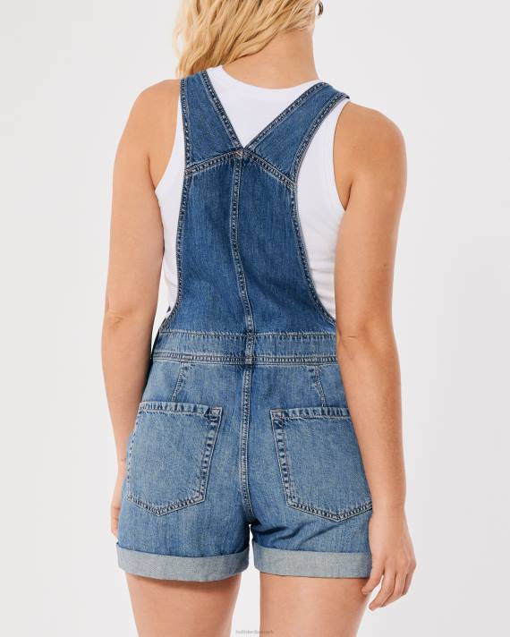 Hollister Kvinder middelvaskede denim shortalls 2H8Z486 bunde medium vask
