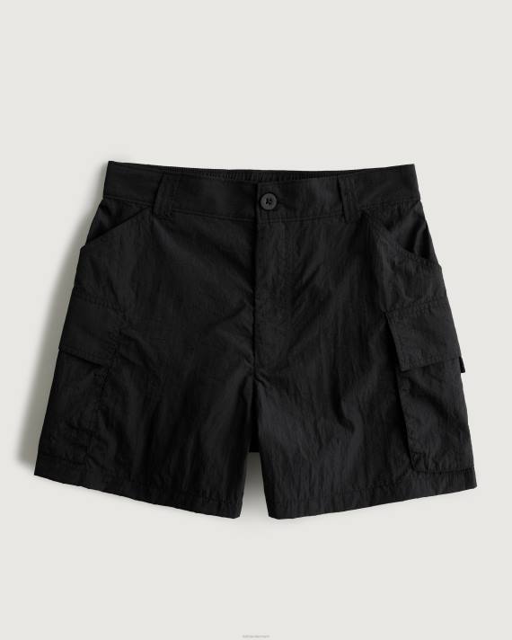 Hollister Kvinder social turist højhus cargo shorts 2H8Z675 bunde sort