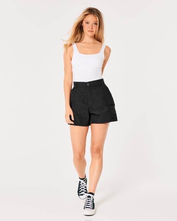 Hollister Kvinder social turist højhus cargo shorts 2H8Z675 bunde sort