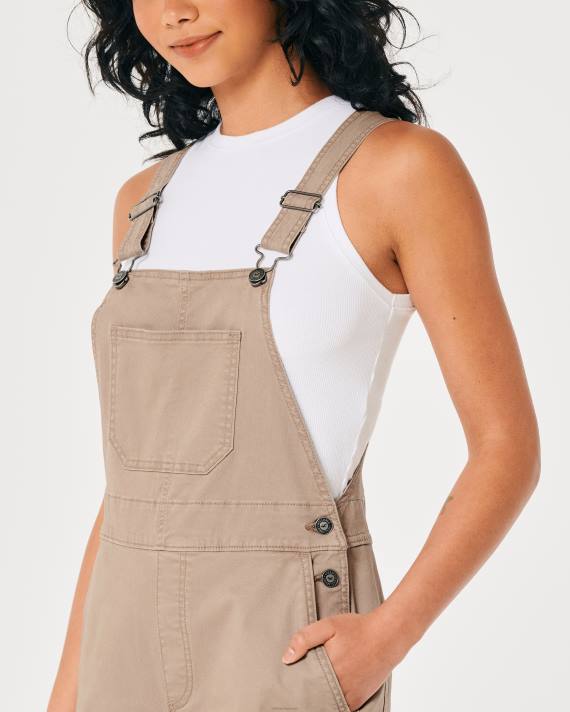 Hollister Kvinder twill shortalls 2H8Z642 bunde lysebrun