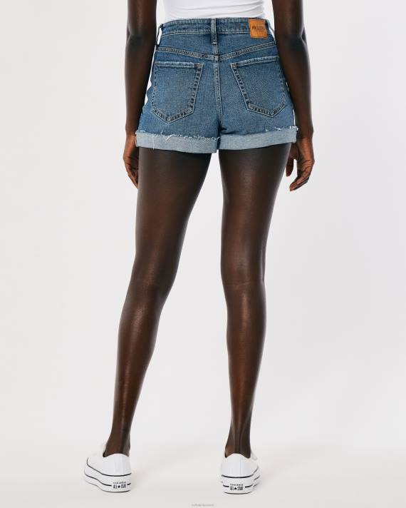 Hollister Kvinder ultra høj-rise ripped medium vask mom shorts 2H8Z463 bunde medium rippet vask