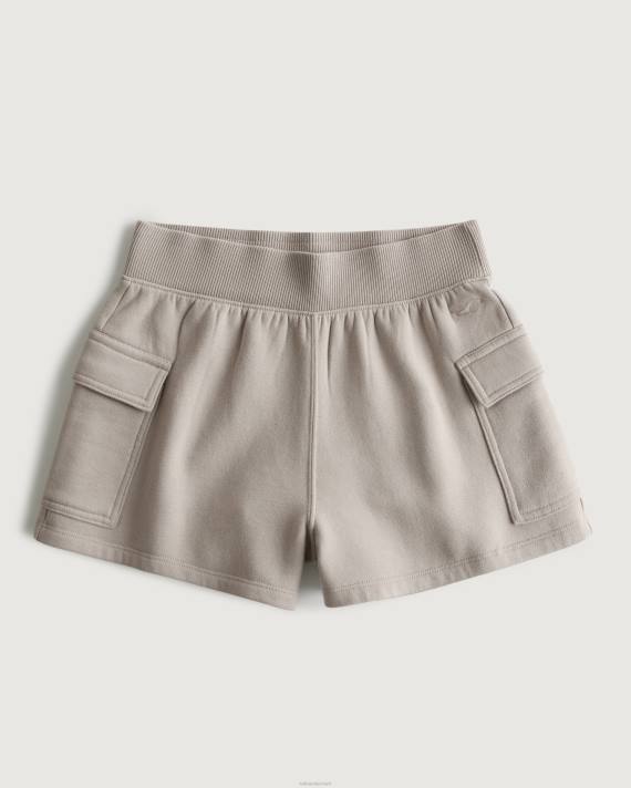 Hollister Kvinder ultra høje fleece cargo dad shorts 2H8Z580 bunde lysebrun