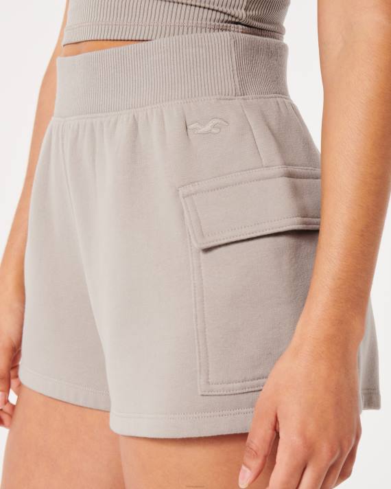Hollister Kvinder ultra høje fleece cargo dad shorts 2H8Z580 bunde lysebrun