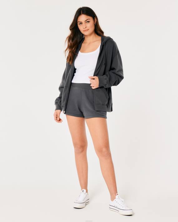 Hollister Kvinder ultra høje fleece cargo dad shorts 2H8Z683 bunde mørkegrå