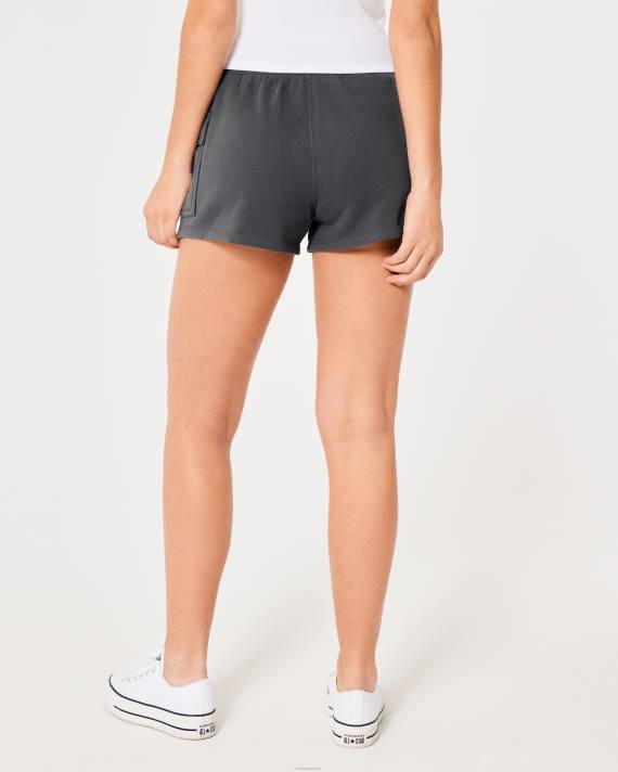 Hollister Kvinder ultra høje fleece cargo dad shorts 2H8Z683 bunde mørkegrå