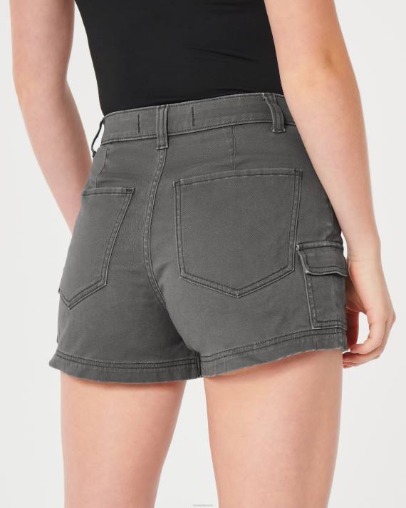 Hollister Kvinder ultra høje grå twill cargo mom shorts 2H8Z512 bunde mørkegrå