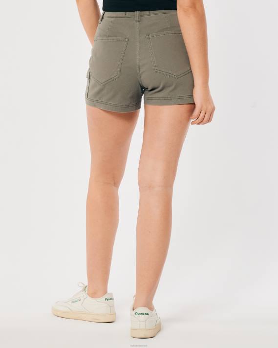 Hollister Kvinder ultra højhuse oliven twill cargo mom shorts 2H8Z523 bunde olivengrøn