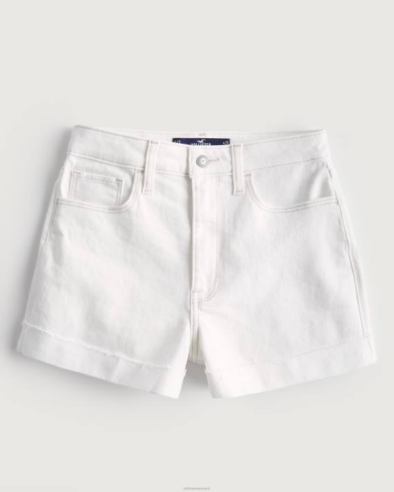 Hollister Kvinder ultra højtaljede hvide denim mom-shorts 2H8Z500 bunde hvid
