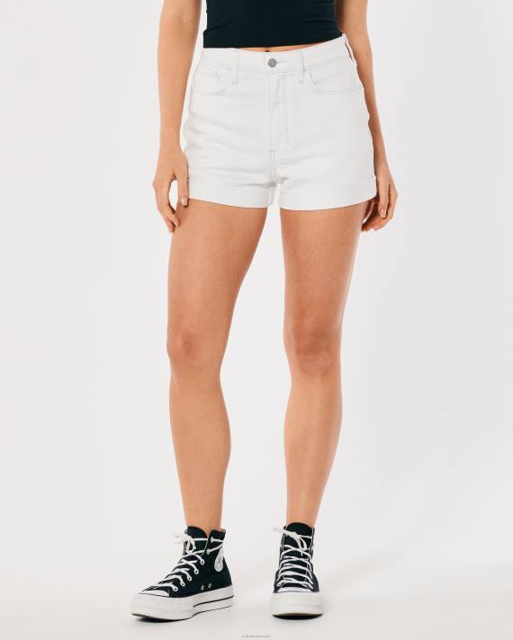 Hollister Kvinder ultra højtaljede hvide denim mom-shorts 2H8Z500 bunde hvid