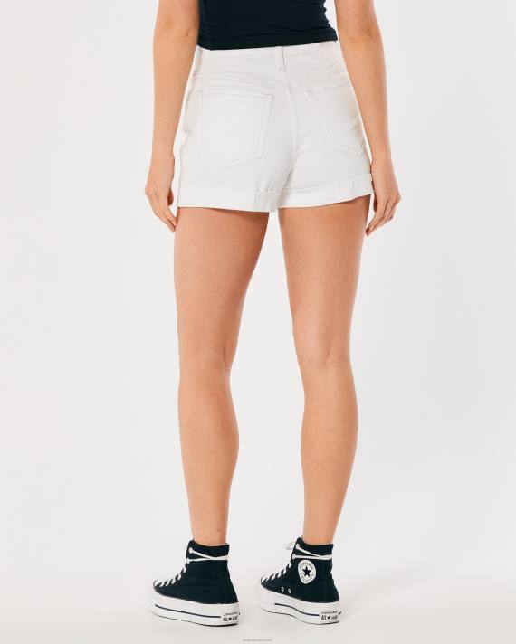 Hollister Kvinder ultra højtaljede hvide denim mom-shorts 2H8Z500 bunde hvid