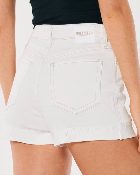 Hollister Kvinder ultra højtaljede hvide denim mom-shorts 2H8Z500 bunde hvid