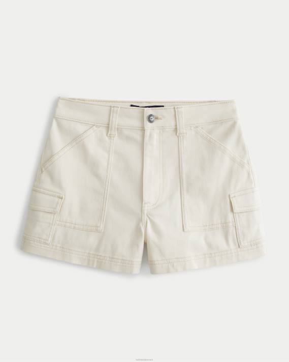 Hollister Kvinder ultra high-rise creme twill cargo mom shorts 2H8Z567 bunde fløde