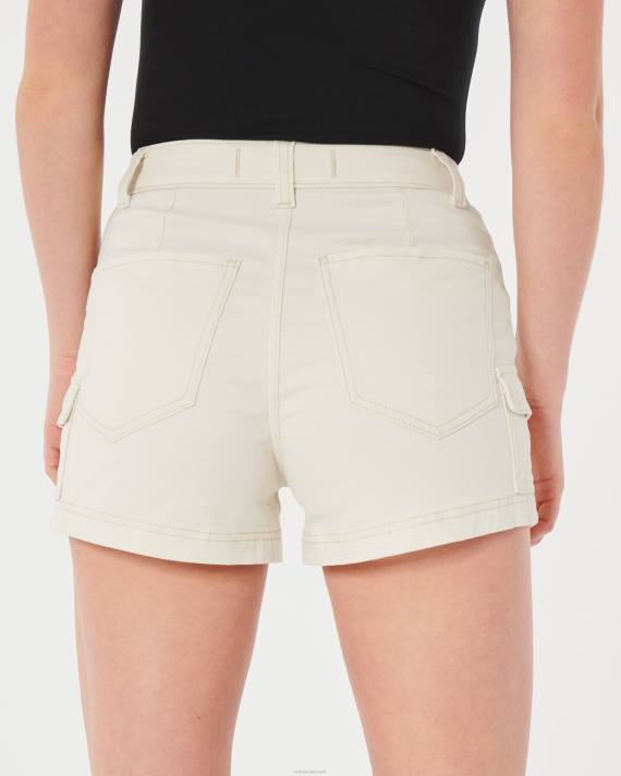 Hollister Kvinder ultra high-rise creme twill cargo mom shorts 2H8Z567 bunde fløde