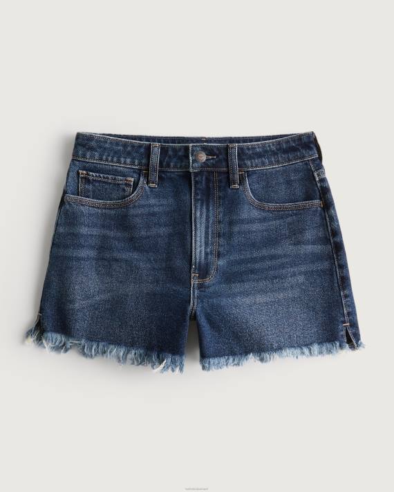 Hollister Kvinder ultra high-rise dark wash denim mom shorts 2H8Z741 bunde mørk vask flosset søm