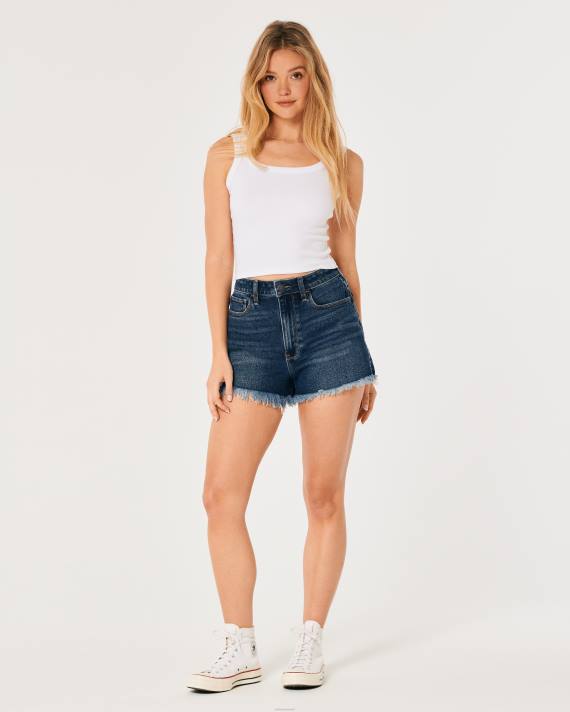Hollister Kvinder ultra high-rise dark wash denim mom shorts 2H8Z741 bunde mørk vask flosset søm