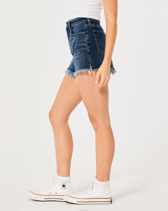 Hollister Kvinder ultra high-rise dark wash denim mom shorts 2H8Z741 bunde mørk vask flosset søm