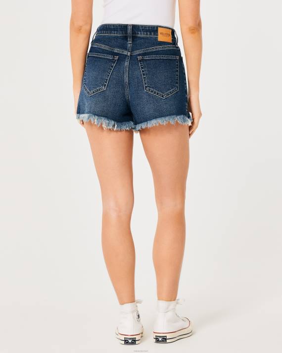 Hollister Kvinder ultra high-rise dark wash denim mom shorts 2H8Z741 bunde mørk vask flosset søm