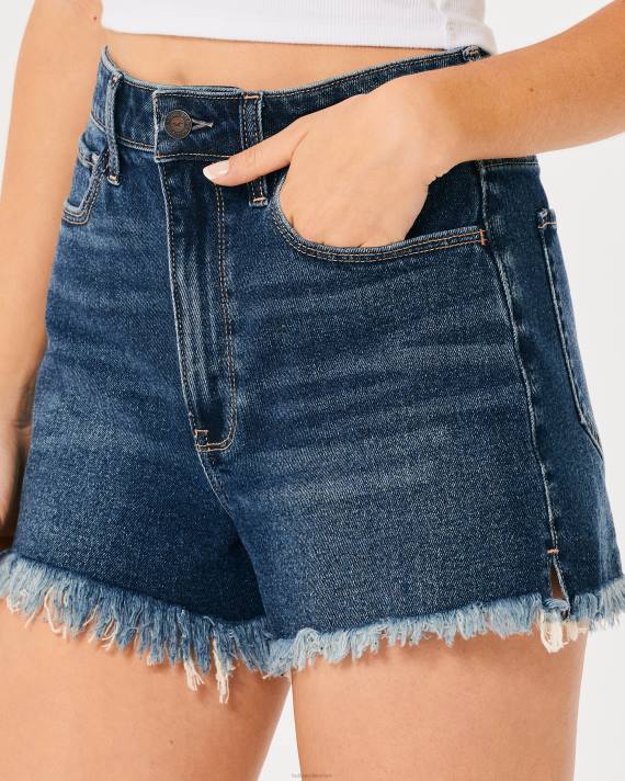 Hollister Kvinder ultra high-rise dark wash denim mom shorts 2H8Z741 bunde mørk vask flosset søm
