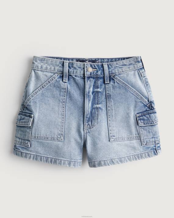Hollister Kvinder ultra high-rise let vask denim cargo mom shorts 2H8Z564 bunde let vask last