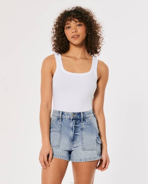 Hollister Kvinder ultra high-rise let vask denim cargo mom shorts 2H8Z564 bunde let vask last