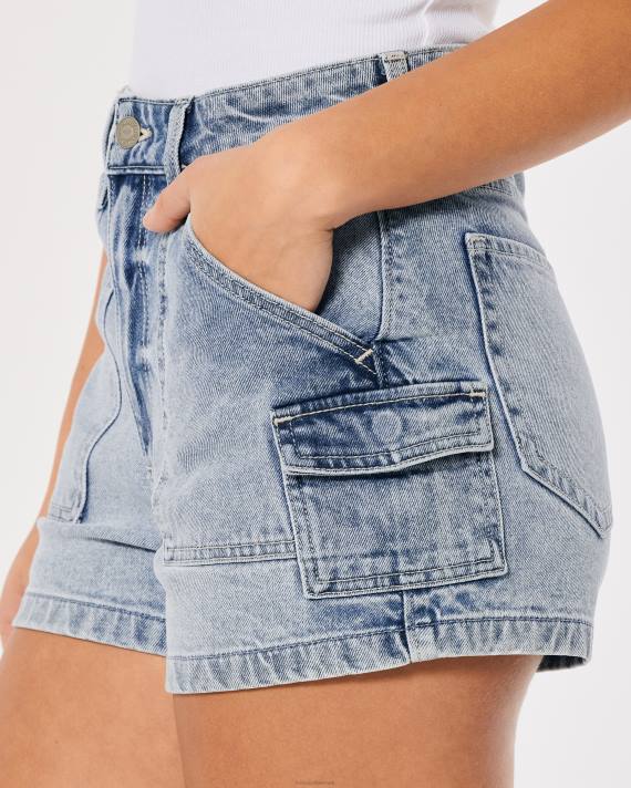Hollister Kvinder ultra high-rise let vask denim cargo mom shorts 2H8Z564 bunde let vask last